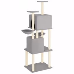 vidaXL Cat Tree with Sisal Scratching Posts Cat Scratch Tower Climber Dark Grey - light grey - Additional view 4