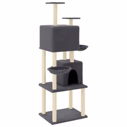 vidaXL Cat Tree with Sisal Scratching Posts Cat Scratch Tower Climber Dark Grey - dark grey