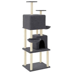 vidaXL Cat Tree with Sisal Scratching Posts Cat Scratch Tower Climber Dark Grey - dark grey
