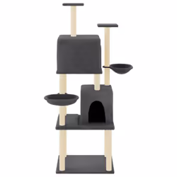 vidaXL Cat Tree with Sisal Scratching Posts Cat Scratch Tower Climber Dark Grey - dark grey