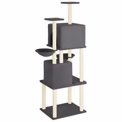 vidaXL Cat Tree with Sisal Scratching Posts Cat Scratch Tower Climber Dark Grey - dark grey - Additional view 4