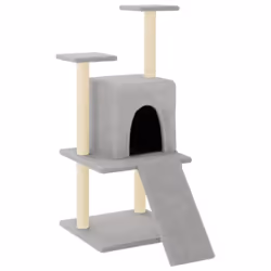 vidaXL Cat Tree Cat Tower with Sisal Scratching Posts Cat Cando Light Grey - light grey