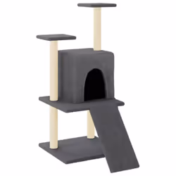 vidaXL Cat Tree Cat Tower with Sisal Scratching Posts Cat Cando Light Grey - dark grey