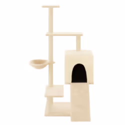 vidaXL Cat Tree Cat Tower with Sisal Scratching Posts Cat Cando Light Grey - cream