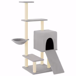 vidaXL Cat Tree Cat Tower with Sisal Scratching Posts Cat Cando Light Grey - light grey