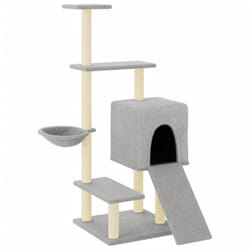 vidaXL Cat Tree Cat Tower with Sisal Scratching Posts Cat Cando Light Grey - light grey