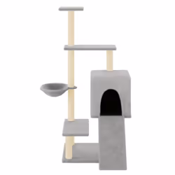 vidaXL Cat Tree Cat Tower with Sisal Scratching Posts Cat Cando Light Grey - light grey
