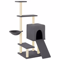 vidaXL Cat Tree Cat Tower with Sisal Scratching Posts Cat Cando Light Grey - dark grey