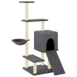 vidaXL Cat Tree Cat Tower with Sisal Scratching Posts Cat Cando Light Grey - dark grey