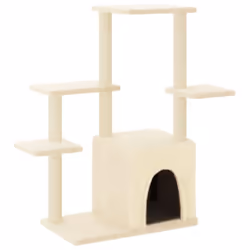 vidaXL Cat Tree with Sisal Scratching Posts Cat Scratching Tower Cat Climber - cream - Additional view 6