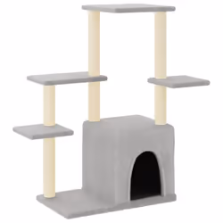 vidaXL Cat Tree with Sisal Scratching Posts Cat Scratching Tower Cat Climber - light grey