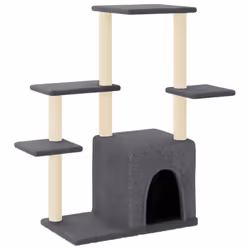 vidaXL Cat Tree with Sisal Scratching Posts Cat Scratching Tower Cat Climber - dark grey