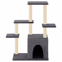 vidaXL Cat Tree with Sisal Scratching Posts Cat Scratching Tower Cat Climber - dark grey