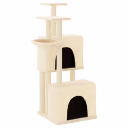 vidaXL Cat Tree Cat Tower with Sisal Scratching Posts Cat Cando Light Grey - cream