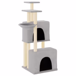 vidaXL Cat Tree Cat Tower with Sisal Scratching Posts Cat Cando Light Grey - light grey