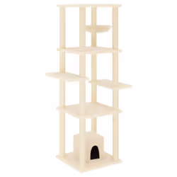 vidaXL Cat Tree with Sisal Scratching Posts Pet Cat Scratch Tower Light Grey - cream