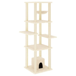 vidaXL Cat Tree with Sisal Scratching Posts Pet Cat Scratch Tower Light Grey - cream