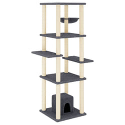 vidaXL Cat Tree with Sisal Scratching Posts Pet Cat Scratch Tower Light Grey - dark grey