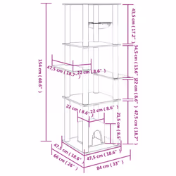 vidaXL Cat Tree with Sisal Scratching Posts Pet Cat Scratch Tower Light Grey - dark grey