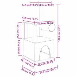 vidaXL Cat Tree with Sisal Scratching Posts Cat Scratching Tower Cat Climber - cream - Additional view 5