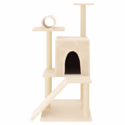vidaXL Cat Tree with Sisal Scratching Posts Cat Scratch Tower Climber Cream - cream
