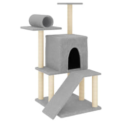 vidaXL Cat Tree with Sisal Scratching Posts Cat Scratch Tower Climber Cream - light grey