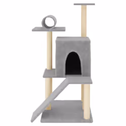 vidaXL Cat Tree with Sisal Scratching Posts Cat Scratch Tower Climber Cream - light grey