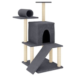 vidaXL Cat Tree with Sisal Scratching Posts Cat Scratch Tower Climber Cream - dark grey
