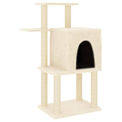 vidaXL Cat Tree with Sisal Scratching Posts Pet Cat Scratch Tower Light Grey - cream