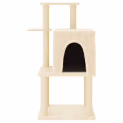 vidaXL Cat Tree with Sisal Scratching Posts Pet Cat Scratch Tower Light Grey - cream