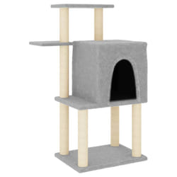 vidaXL Cat Tree with Sisal Scratching Posts Pet Cat Scratch Tower Light Grey - light grey