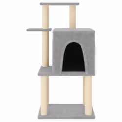 vidaXL Cat Tree with Sisal Scratching Posts Pet Cat Scratch Tower Light Grey - light grey