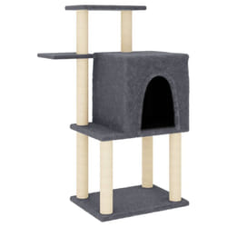 vidaXL Cat Tree with Sisal Scratching Posts Pet Cat Scratch Tower Light Grey - dark grey