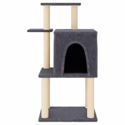 vidaXL Cat Tree with Sisal Scratching Posts Pet Cat Scratch Tower Light Grey - dark grey
