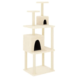 vidaXL Cat Tree with Sisal Scratching Posts Pet Cat Scratch Tower Light Grey - cream