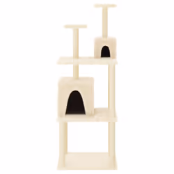 vidaXL Cat Tree with Sisal Scratching Posts Pet Cat Scratch Tower Light Grey - cream
