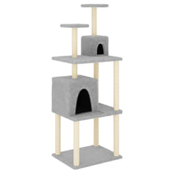 vidaXL Cat Tree with Sisal Scratching Posts Pet Cat Scratch Tower Light Grey - light grey