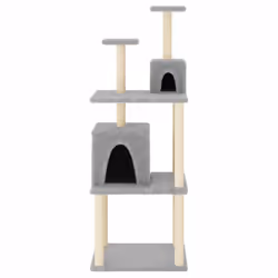 vidaXL Cat Tree with Sisal Scratching Posts Pet Cat Scratch Tower Light Grey - light grey