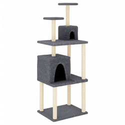 vidaXL Cat Tree with Sisal Scratching Posts Pet Cat Scratch Tower Light Grey - dark grey