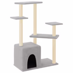 vidaXL Cat Tree Cat Tower with Sisal Scratching Posts Cat Cando Light Grey - light grey