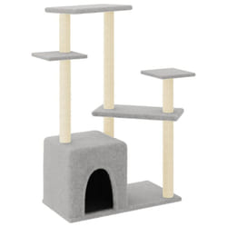 vidaXL Cat Tree Cat Tower with Sisal Scratching Posts Cat Cando Light Grey - light grey