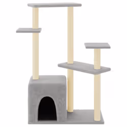 vidaXL Cat Tree Cat Tower with Sisal Scratching Posts Cat Cando Light Grey - light grey