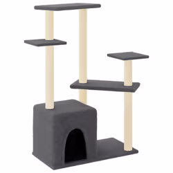 vidaXL Cat Tree Cat Tower with Sisal Scratching Posts Cat Cando Light Grey - dark grey