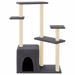 vidaXL Cat Tree Cat Tower with Sisal Scratching Posts Cat Cando Light Grey - dark grey