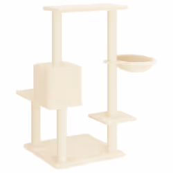 vidaXL Cat Tree Cat Tower with Sisal Scratching Posts Activity Centre Cream - cream - Additional view 4