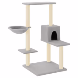 vidaXL Cat Tree Cat Tower with Sisal Scratching Posts Activity Centre Cream - light grey