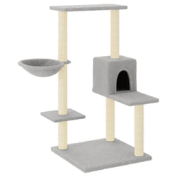 vidaXL Cat Tree Cat Tower with Sisal Scratching Posts Activity Centre Cream - light grey