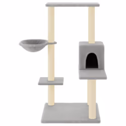 vidaXL Cat Tree Cat Tower with Sisal Scratching Posts Activity Centre Cream - light grey