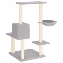 vidaXL Cat Tree Cat Tower with Sisal Scratching Posts Activity Centre Cream - light grey - Additional view 4