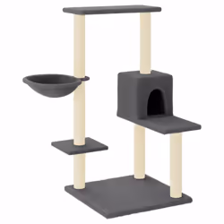 vidaXL Cat Tree Cat Tower with Sisal Scratching Posts Activity Centre Cream - dark grey